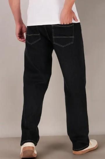 Men's Loose Fit Mid Rise Black Jeans