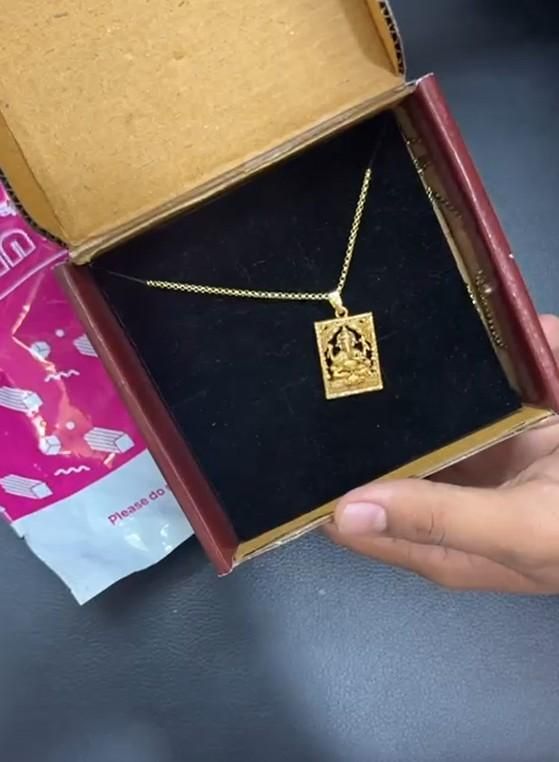 Gold Plated Ganeshji Pendant with Chain